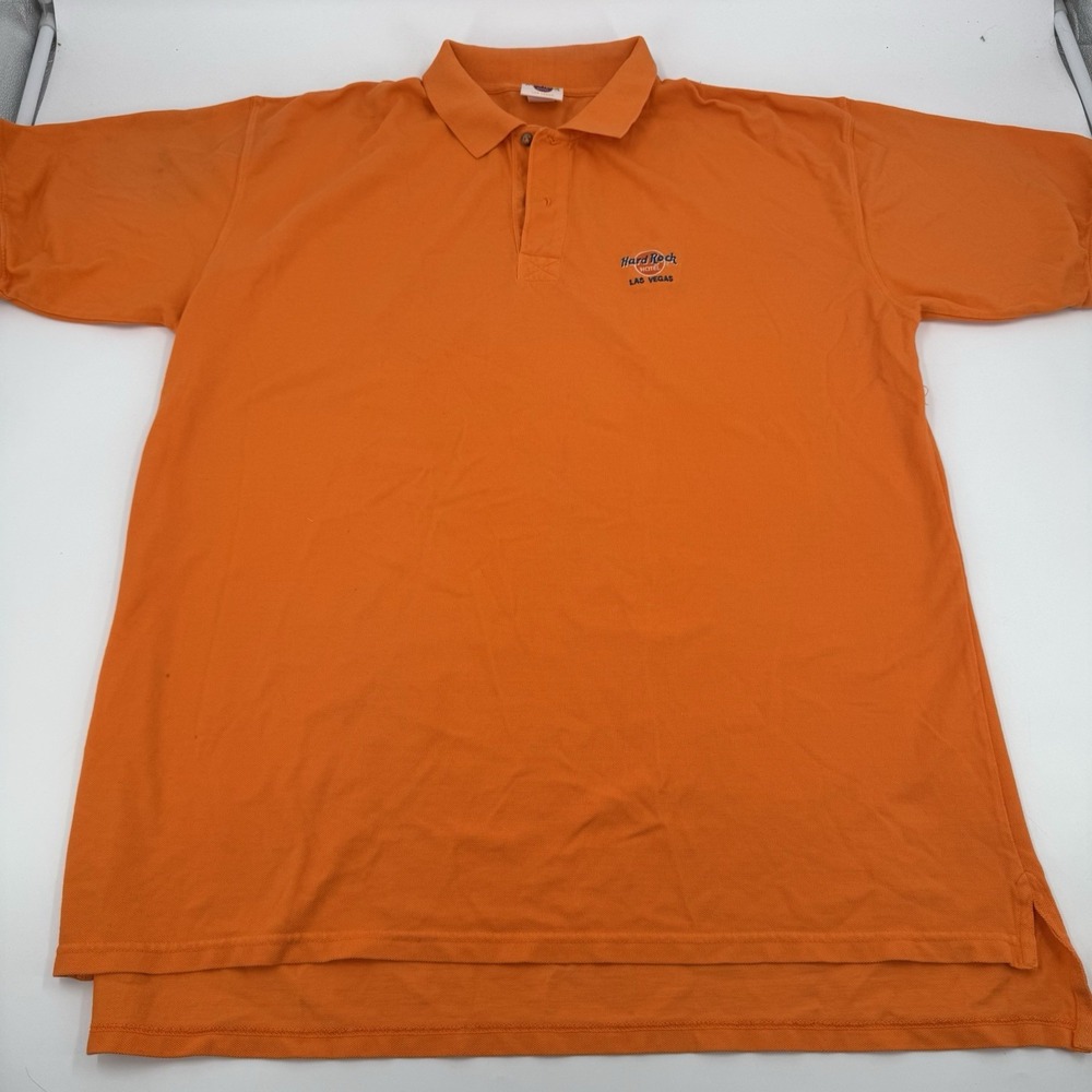 Hard Rock Hotel Las Vegas Orange Polo Shirt Mens XL Short Sleeve Casual‎